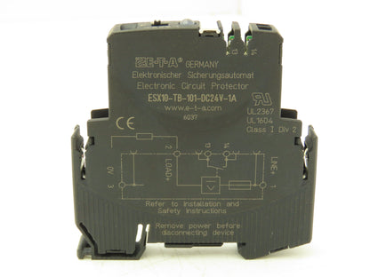 E-T-A ESX10-TB-101-DC24V-1A Circuit Breaker Protector 24VDC 1 Amp DIN Rail ETA