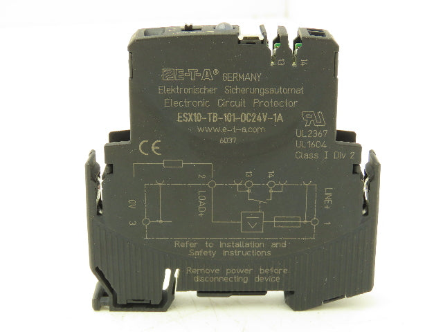E-T-A ESX10-TB-101-DC24V-1A Circuit Breaker Protector 24VDC 1 Amp DIN Rail ETA
