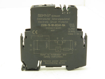 E-T-A ESX10-TB-101-DC24V-10A Circuit Breaker Protector 24VDC 10 Amp DIN Rail ETA