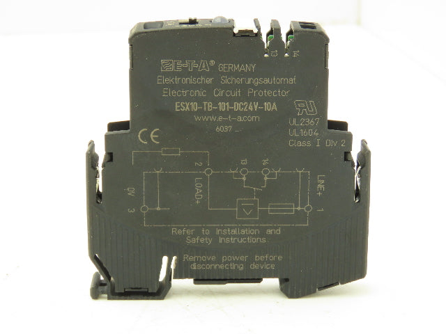 E-T-A ESX10-TB-101-DC24V-10A Circuit Breaker Protector 24VDC 10 Amp DIN Rail ETA