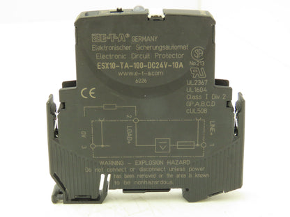 E-T-A ESX10-TA-100-DC24V-10A Circuit Breaker Protector 24VDC 10 Amp DIN Rail ETA