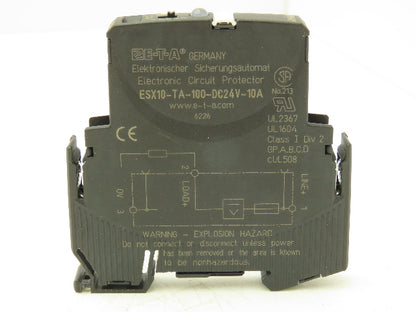 E-T-A ESX10-TA-100-DC24V-10A Circuit Breaker Protector 24VDC 10 Amp DIN Rail ETA