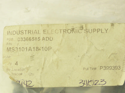 Amphenol Industrial MS3101A18-10P Receptacle Male 10 Pin Threaded Lot of 4