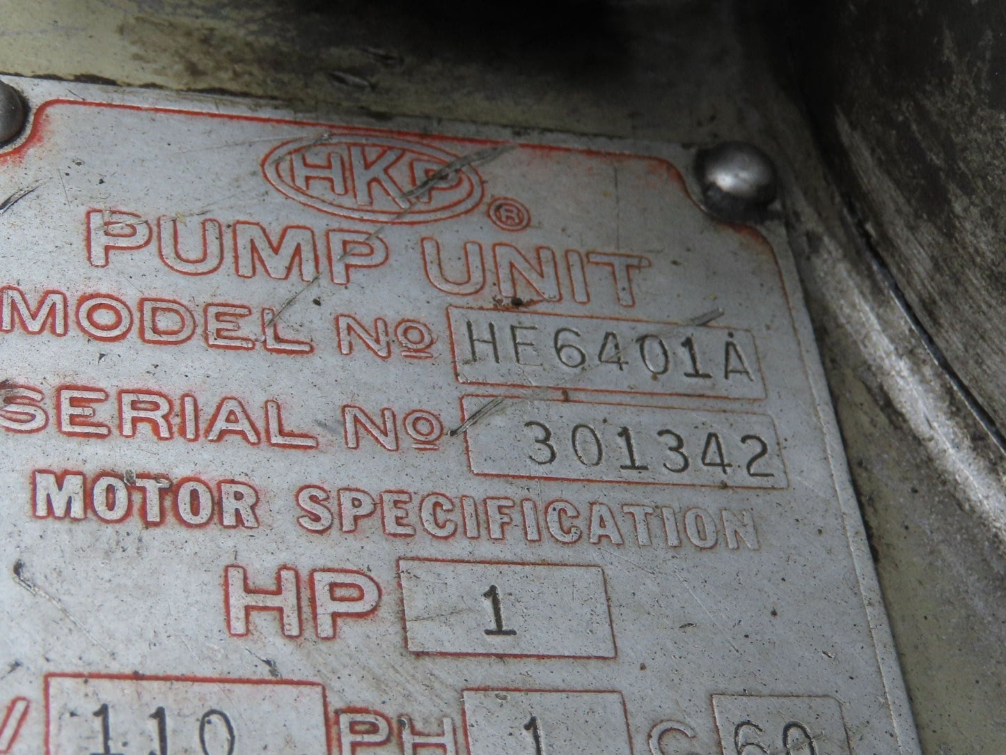 HK Porter HE 6401A Vintage Hydraulic Pump 1 Hp 5500psi 110V 1ph On Casters