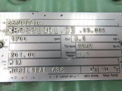 SEW Eurodrive S57DT71D4 200:1 Gearmotor 1/2Hp 230/460V 3PH 8.5rpm LH 2262 in-lb