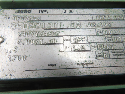 SEW Eurodrive S57DT71D4 200:1 Gearmotor 1/2Hp 230/460V 3PH 8.5rpm LH 2262 in-lb