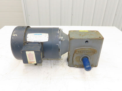Leeson Gearmotor .5Hp 230/460V 15:1 Boston Gear Reducer 115rpm Dual Shaft 56C