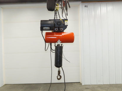 CM Lodestar L 1 Ton Electric Chain Hoist 16 FPM 15' Lift 635 Power Trolley 3PH