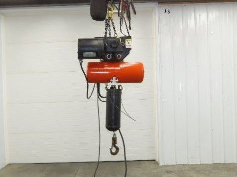 CM Lodestar L 1 Ton Electric Chain Hoist 16 FPM 15' Lift 635 Power Trolley 3PH