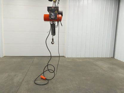 CM Lodestar L 1 Ton Electric Chain Hoist 16 FPM 15' Lift 635 Power Trolley 3PH