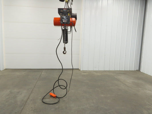 CM Lodestar L 1 Ton Electric Chain Hoist 16 FPM 15' Lift 635 Power Trolley 3PH