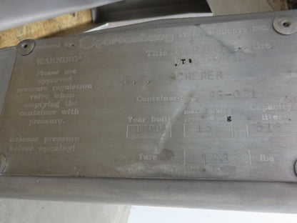 Mobile Stainless Steel Mixing Vessel 136 Gallon Tank Food Grade Sanitary Drain