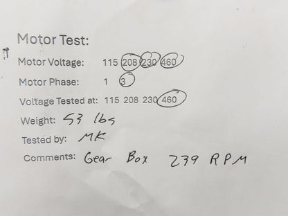Leeson C145T11FC1F AC Gearmotor 4.75:1 Hub City Reducer 239rpm 1Hp 230/460v LH