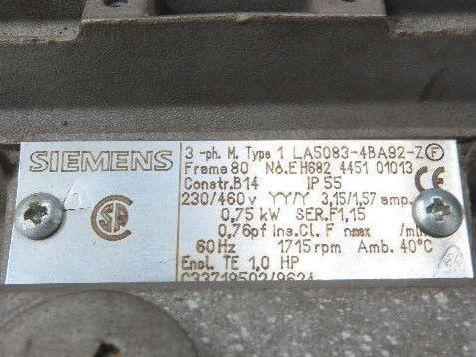 Nord 1S50A-80 L/4 Gearmotor 6.8:1 Reducer 257rpm 1Hp 230/460V Hollow Shaft