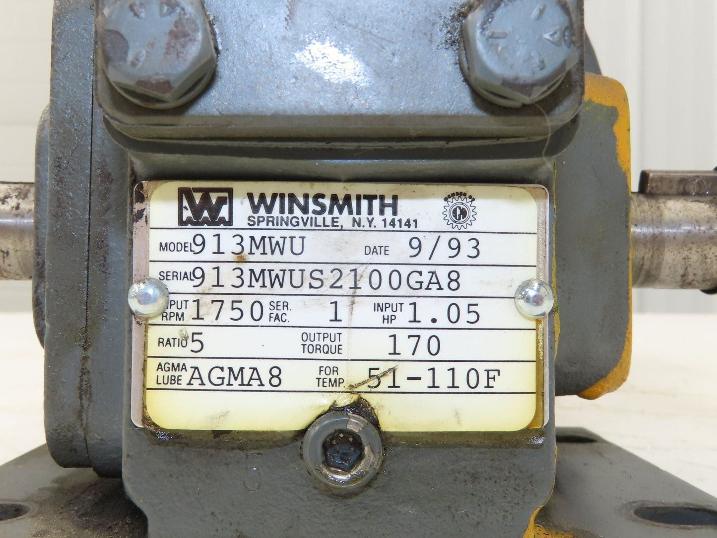 Baldor Winsmith Gearmotor 5:1 Reducer 345rpm .75Hp 460v 3ph Dual Output