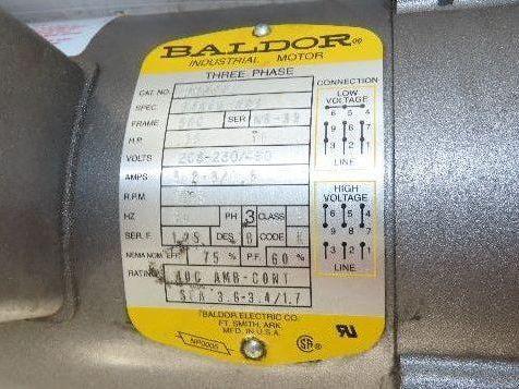Baldor Winsmith Gearmotor 5:1 Reducer 345rpm .75Hp 460v 3ph Dual Output