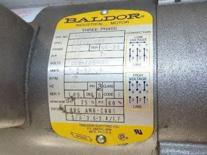 Baldor Winsmith Gearmotor 5:1 Reducer 345rpm .75Hp 460v 3ph Dual Output