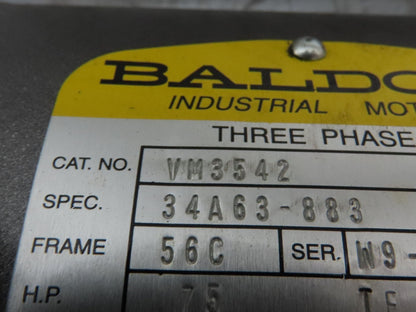 Baldor Winsmith Gearmotor 5:1 Reducer 345rpm .75Hp 460v 3ph Dual Output