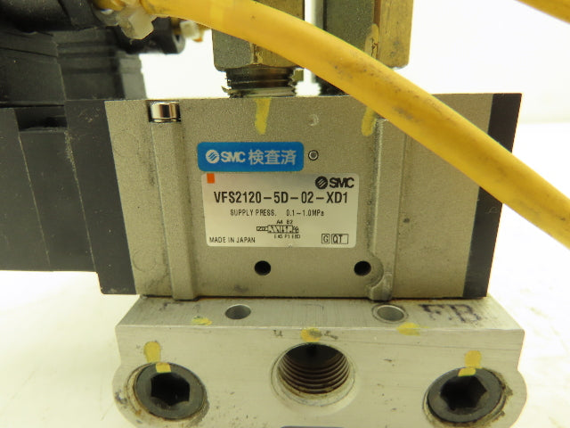 SMC VFS2120-5D-02-XD1 4/5 Pneumatic Solenoid Valve with 5-Station Manifold 24VDC