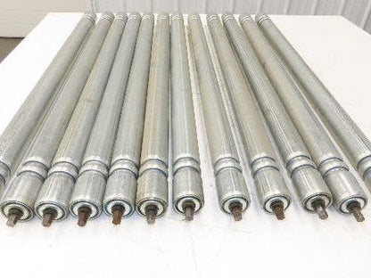 Roach Galvanized Steel Conveyor Roller 1.9" Dia 36"BF Double Groove  Lot of 12