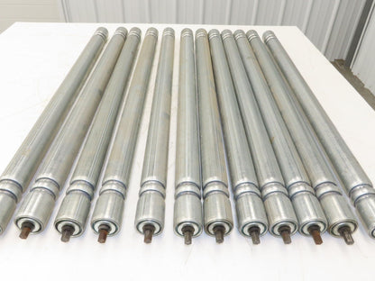 Roach Galvanized Steel Conveyor Roller 1.9" Dia 36"BF Double Groove  Lot of 12
