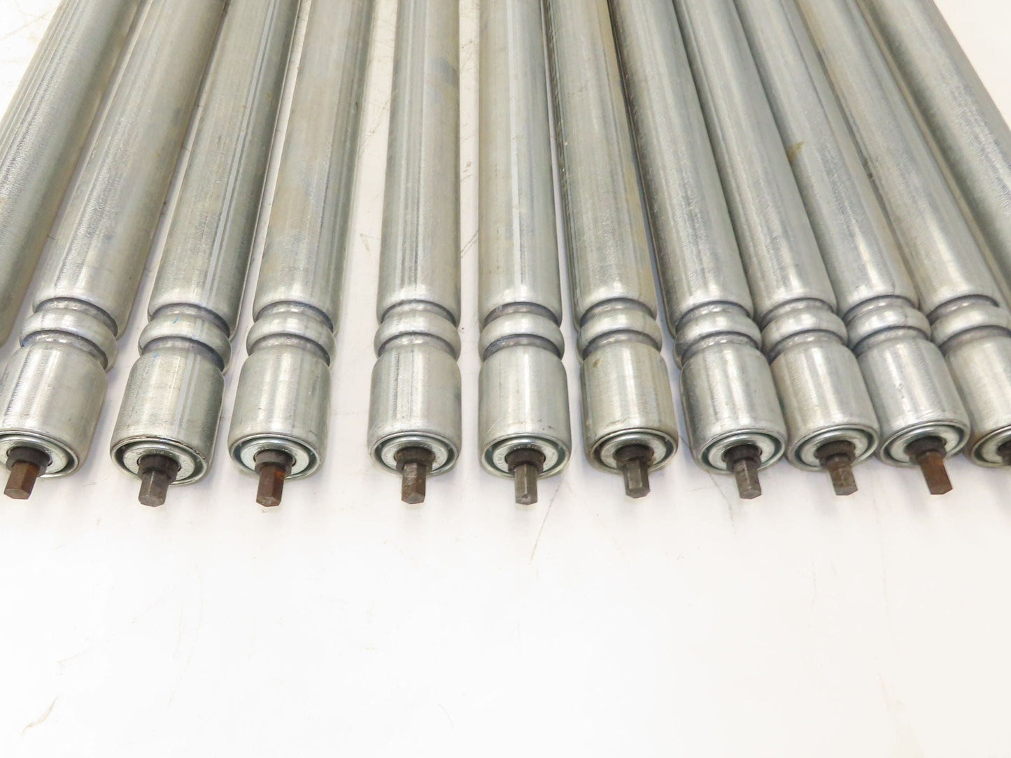 Roach Galvanized Steel Conveyor Roller 1.9" Dia 36"BF Double Groove  Lot of 12
