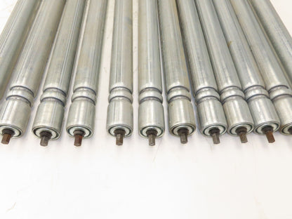 Roach Galvanized Steel Conveyor Roller 1.9" Dia 36"BF Double Groove  Lot of 12