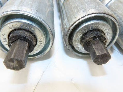 Roach Galvanized Steel Conveyor Roller 1.9" Dia 36"BF Double Groove  Lot of 12