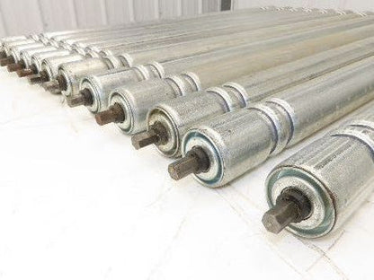 Roach Galvanized Steel Conveyor Roller 1.9" Dia 36"BF Double Groove  Lot of 12