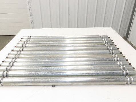 Roach Galvanized Steel Conveyor Roller 1.9" Dia 36"BF Double Groove  Lot of 12