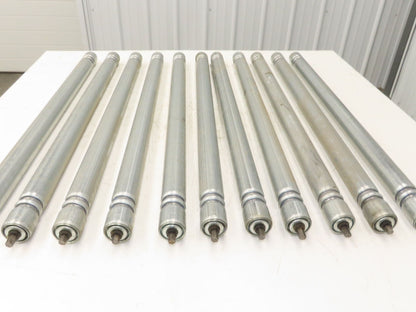 Roach Galvanized Steel Conveyor Roller 1.9" Dia 36"BF Double Groove  Lot of 11