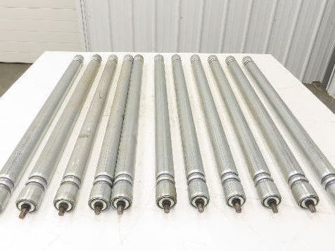 Roach Galvanized Steel Conveyor Roller 1.9" Dia 36"BF Double Groove  Lot of 11