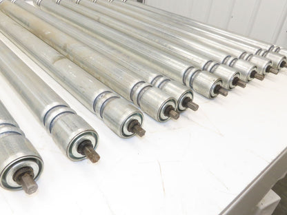 Roach Galvanized Steel Conveyor Roller 1.9" Dia 36"BF Double Groove  Lot of 11