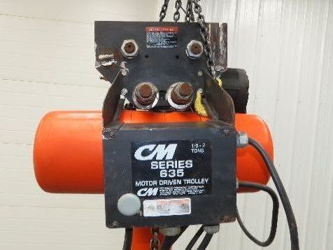 CM Lodestar L 1 Ton Electric Chain Hoist 20' Lift 16 FPM 635 Power Trolley 3PH