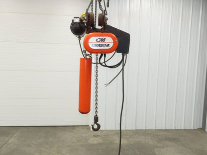 CM Lodestar L 1 Ton Electric Chain Hoist 20' Lift 16 FPM 635 Power Trolley 3PH