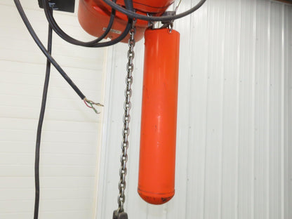 CM Lodestar L 1 Ton Electric Chain Hoist 20' Lift 16 FPM 635 Power Trolley 3PH