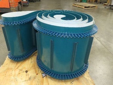Incline Elevator Conveyor Belt Endless Green PVC Side-Wall Cleated 22.6"W x 38'L