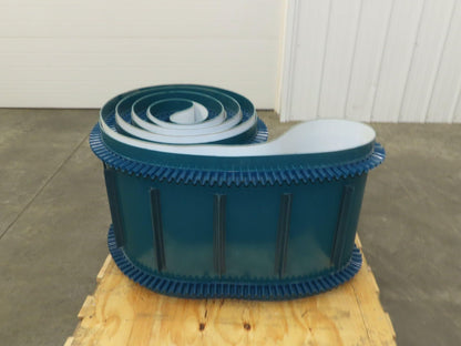Incline Elevator Conveyor Belt Endless Green PVC Side-Wall Cleated 22.6"W x 38'L