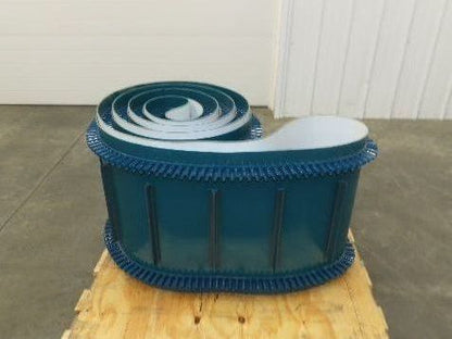 Incline Elevator Conveyor Belt Endless Green PVC Side-Wall Cleated 22.6"W x 38'L