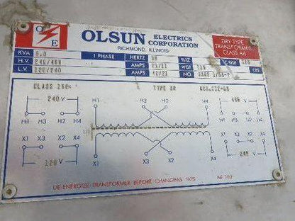 Olsun NP-103 Stepdown Power Transformer 5.0kVA 1Ph HV 480/240 LV 240/120 Type 3R