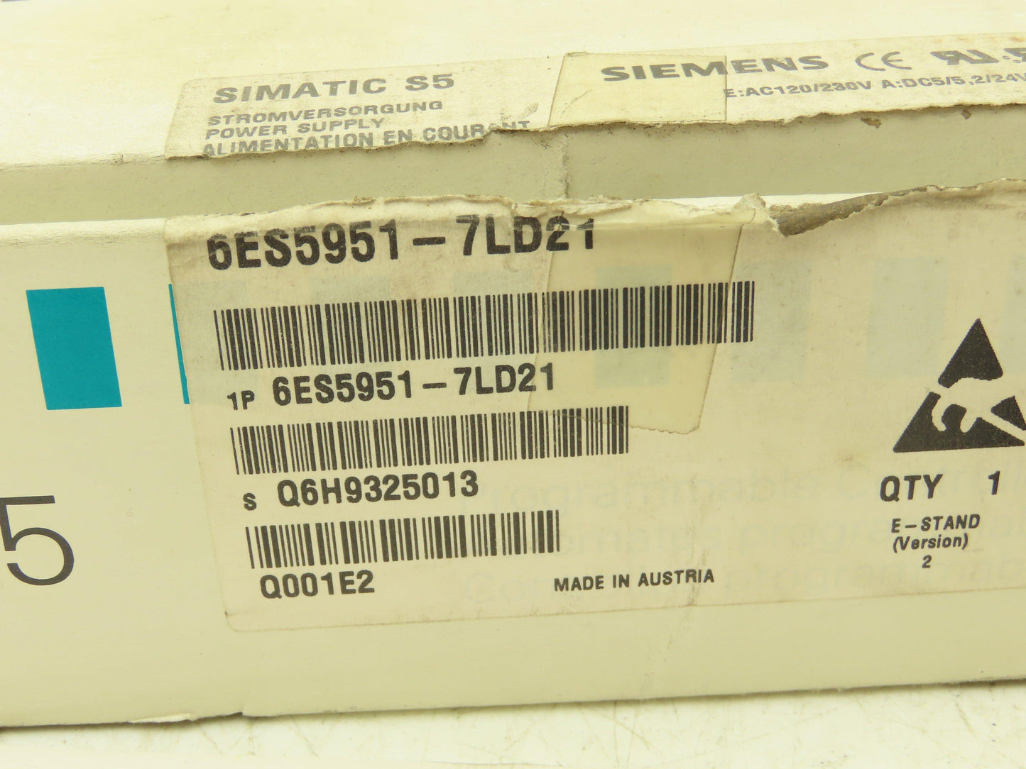 Siemens 1P6ES5951-7LD21 Power Supply Module Simatic S5 115 PS 120-230V