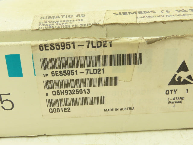 Siemens 1P6ES5951-7LD21 Power Supply Module Simatic S5 115 PS 120-230V