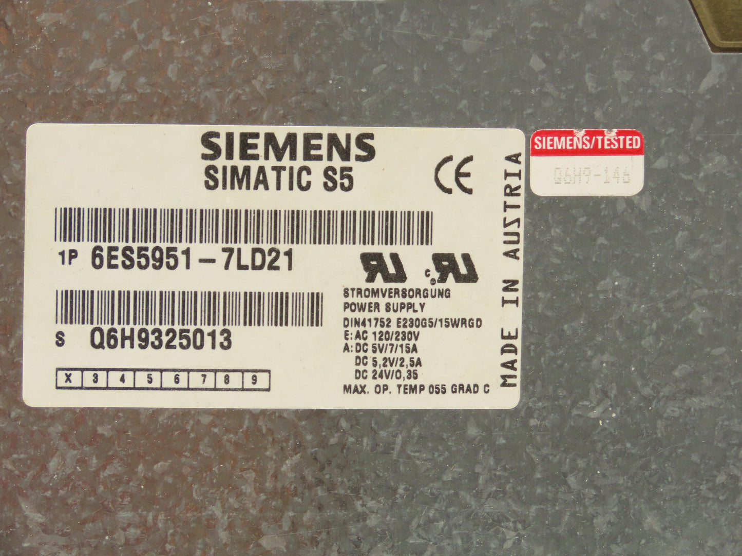 Siemens 1P6ES5951-7LD21 Power Supply Module Simatic S5 115 PS 120-230V