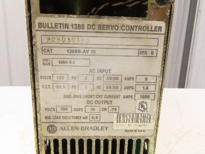 Allen Bradley 1388B-AV10 DC Servo Controller Ser B 150V 10A 0.75kw
