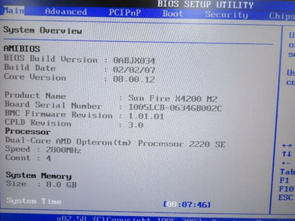 Sun Fire X4200 M2 Server Solaris 11.1 Dual Opteron 2220 8GB RAM Rack Mount