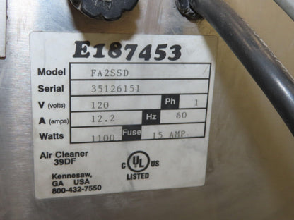 Fumex FA2SSD Dust Collector High Efficiency Air Cleaner Fume Extractor 120V 12A