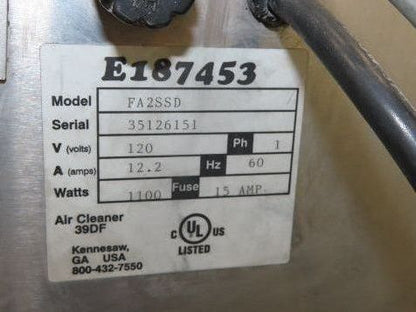 Fumex FA2SSD Dust Collector High Efficiency Air Cleaner Fume Extractor 120V 12A