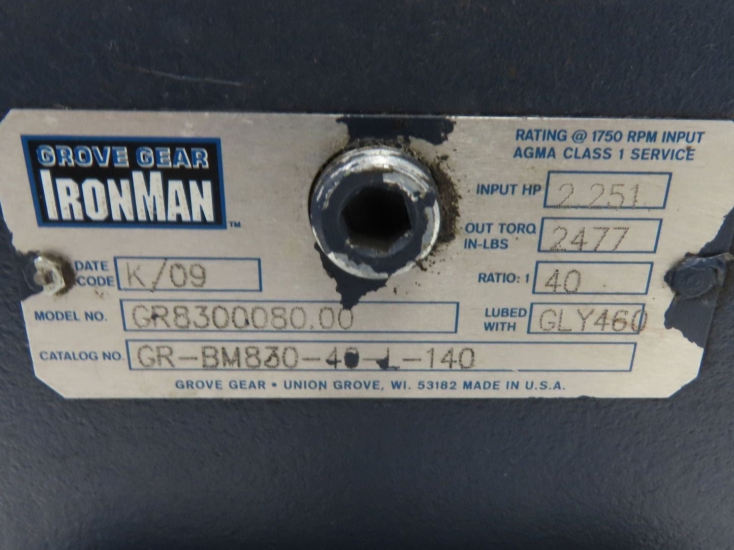 Leeson G121051.00 Brake Gear Motor 1.5Hp 230/460V 3PH Ironman 40:1 Reducer 44rpm