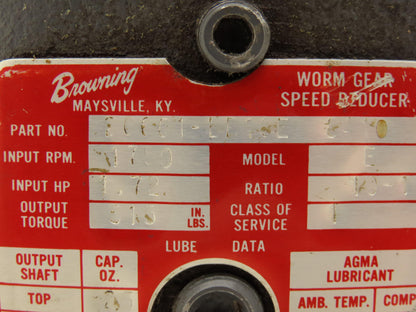 Browning 206C1-LR10E Worm Gearbox 10:1 Reducer 1.72Hp 175rpm 56C Dual Output