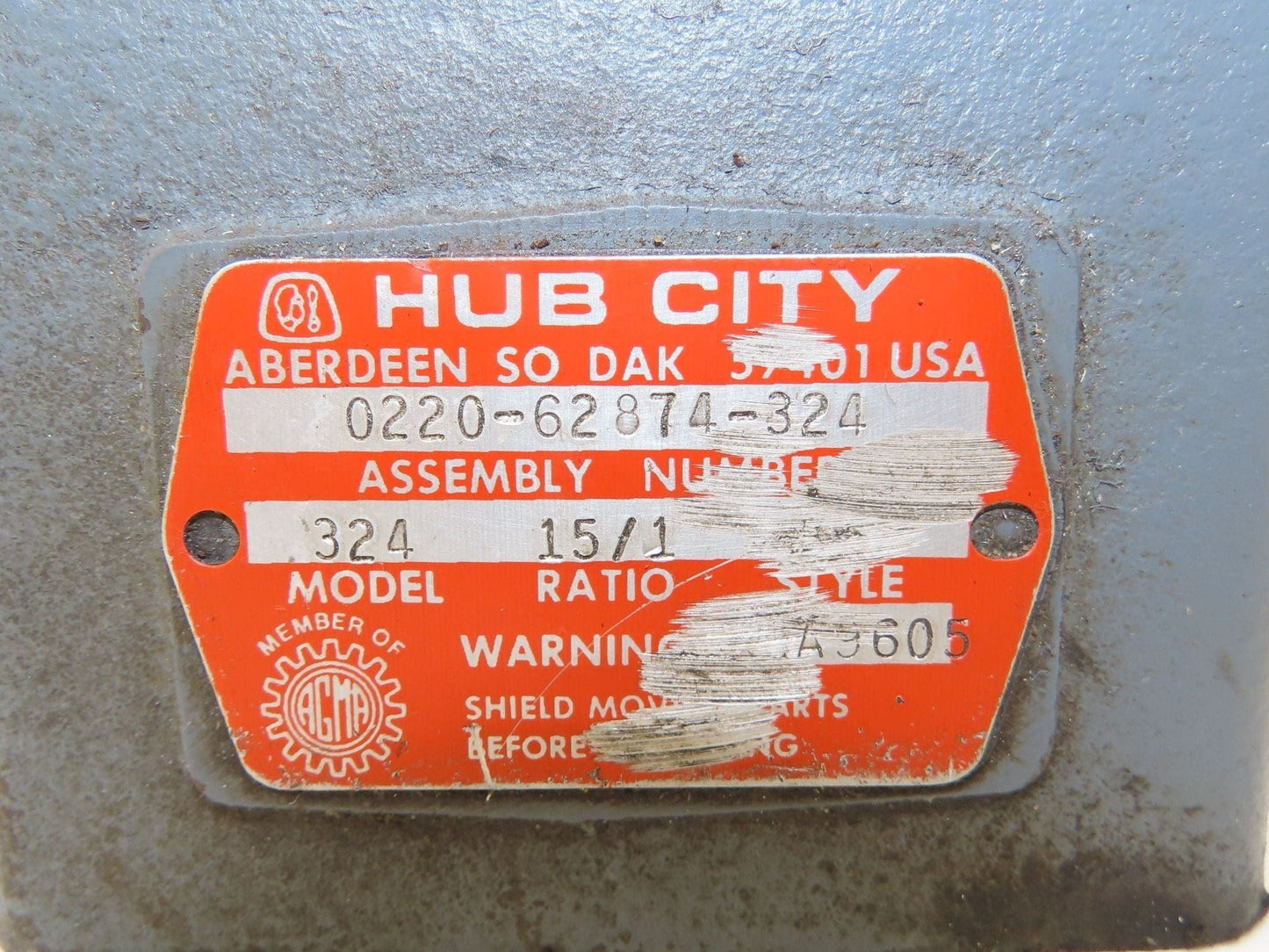Hub City 324 Worm Gearbox 15:1 Reducer 6Hp 117rpm 143TC LH Output